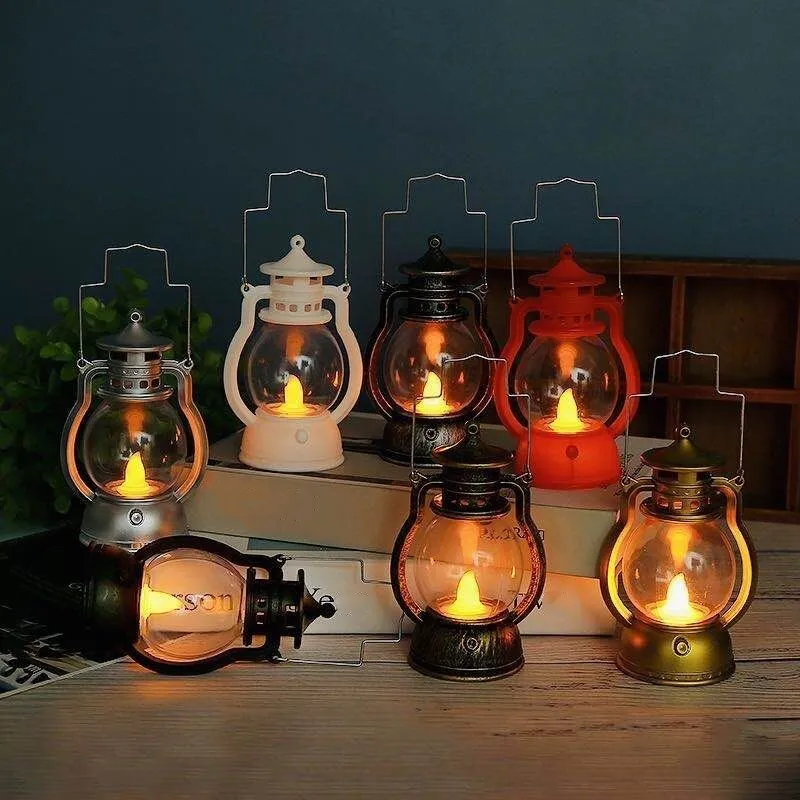 Retro Oil Lamp Energy-Saving Holiday Desktop Hanging Bar Night Light Halloween Decorative Led Small Home Party Lantern | Дом и сад