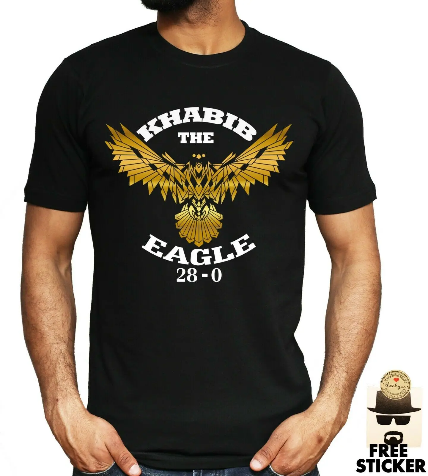 Хабиб нурмагомедов футболка Орел золото ММА 28-0 Чемпионат мира Abu Dhabi | Мужская