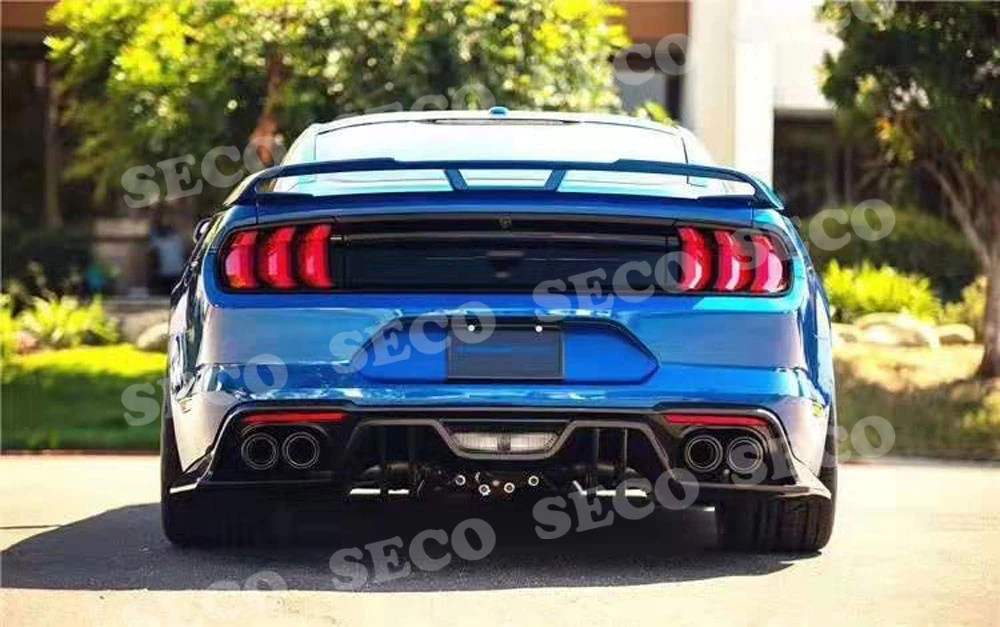Для Ford Mustang рассеиватель задней губы плавники акулы Стиль опорная плита Защита бампера автомобиля четыре розетки стайлинга автомобилей