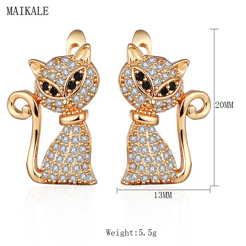 MAIKALE, трендовые серьги-гвоздики для женщин, серьги в форме кошки, животного, кубического циркония, циркония, новые модные уникальные серьги-клипсы, ювелирные изделия