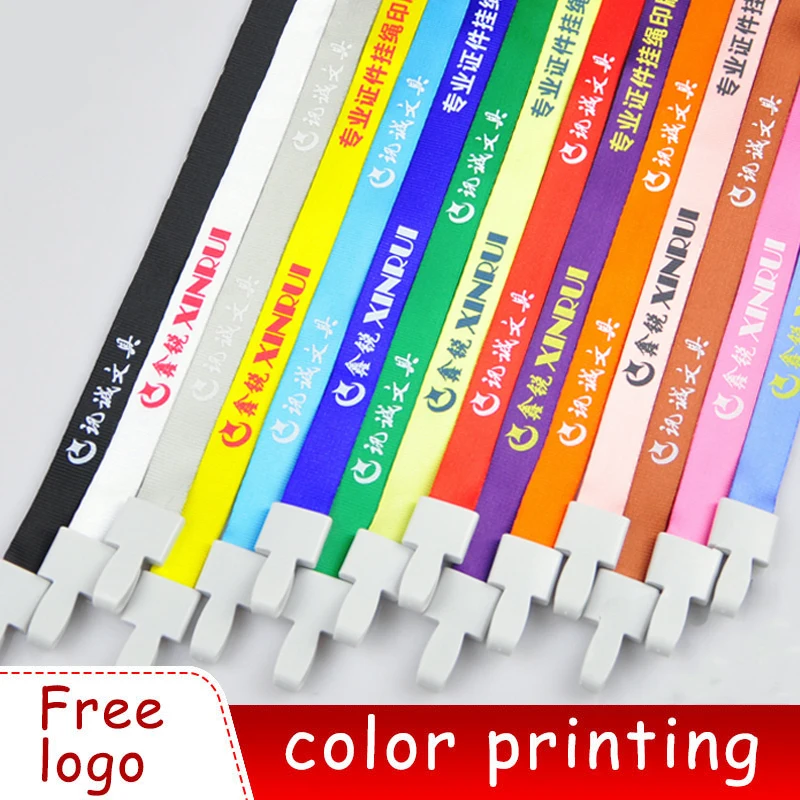 

Custom Logo Printing Lanyard Neckband Full Color Design Badge Clip Employee Card Clip Lanyard Office Supplies 10PCS