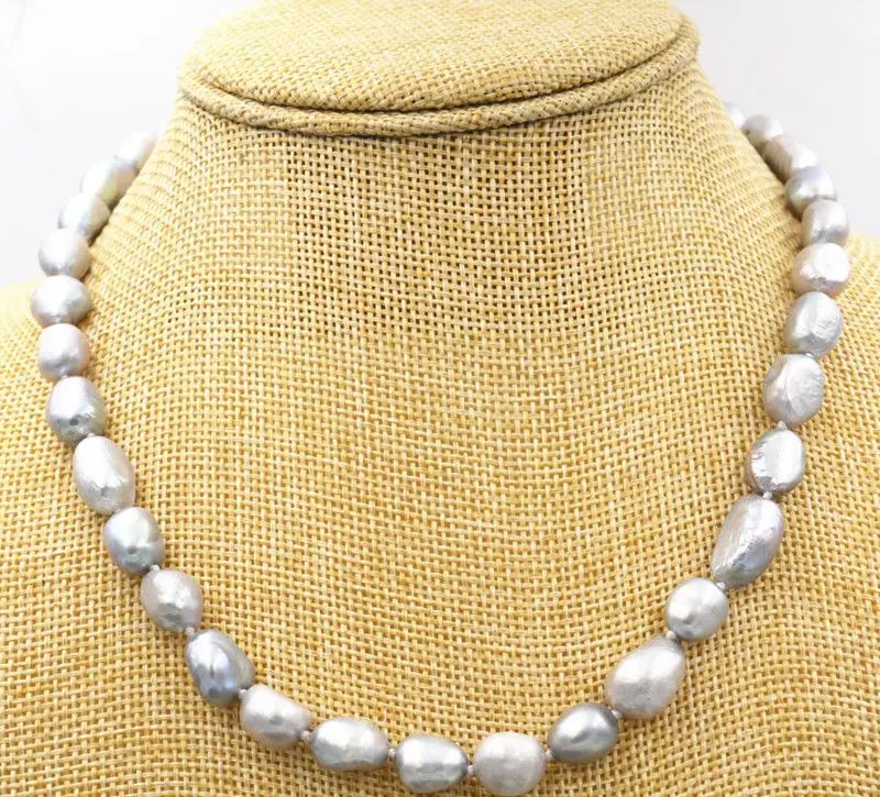 

Новинка, серебристо-серое искусственное ожерелье с искусственным жемчугом 8-9 мм, ювелирные цепи, ожерелье для женщин, жемчужное ожерелье