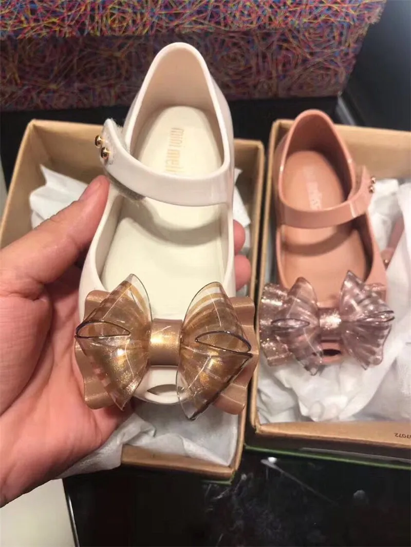

2020 Mini Melissa Jelly Shoes Mommy and Me Candy Shoes Girl PVC Bow Princess Jelly Shoes Melissa Sandals Family Look
