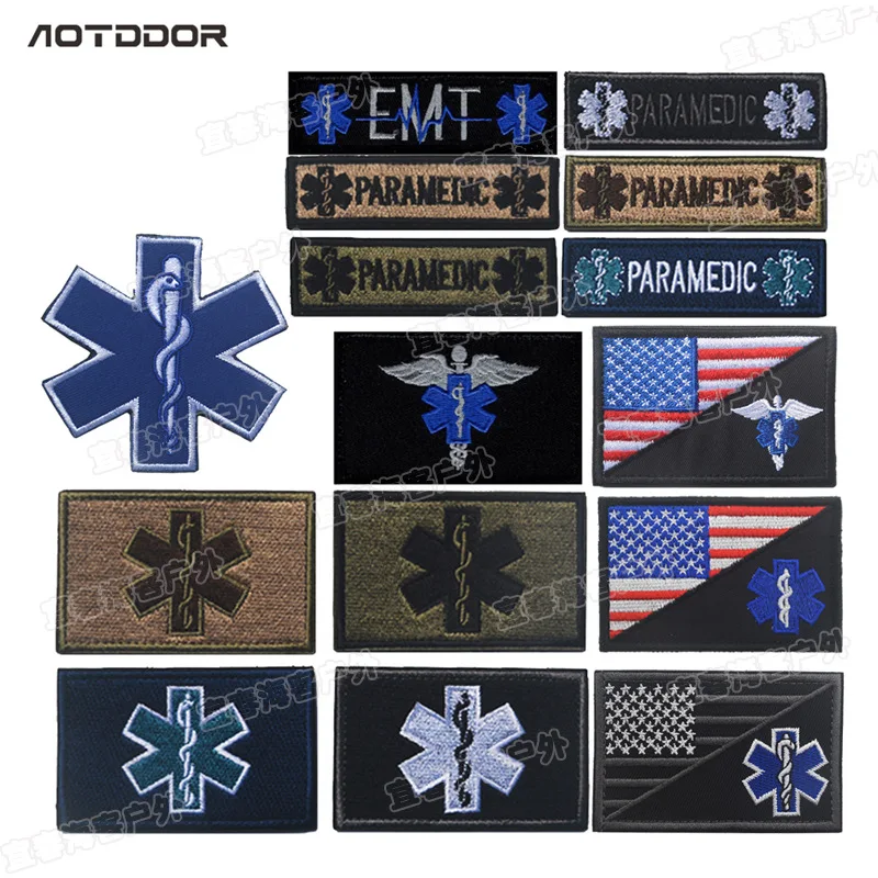 Star of Life Morale Military Patch EMT EMS Paramedic Emergency Medical Patches Fastener  Emblem  For  Backpack Vest Jacket