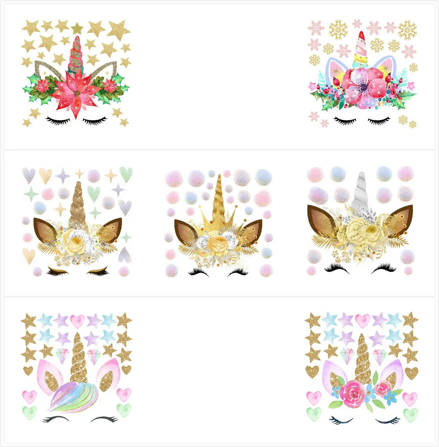 Красочный цветочный Единорог наклейки на стену 3D художественная Наклейка в виде