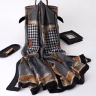 Модный весенний женский шарф, роскошные дизайнерские шелковые шарфы и шали с принтом гусиная лапка, Женский брендовый мягкий платок SFP256