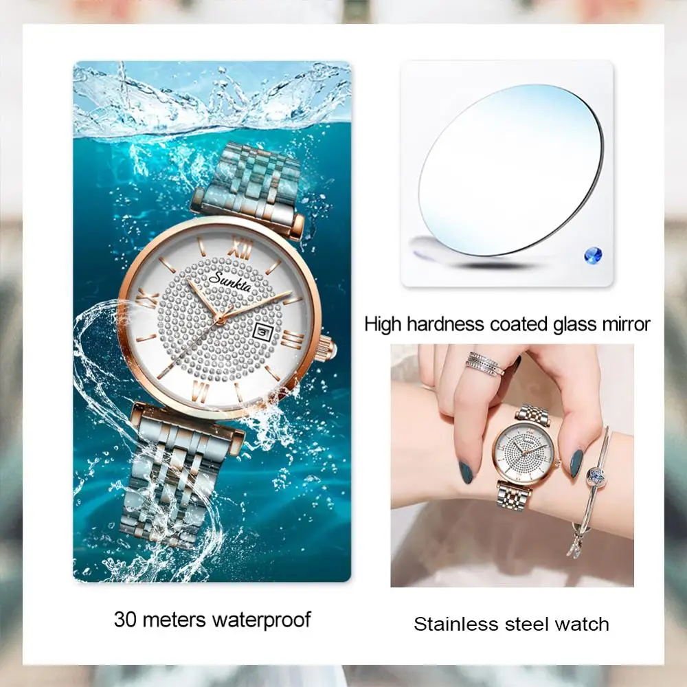 Женские Водонепроницаемые кварцевые часы с наличной доставкой и браслетом |