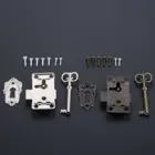 DRELD Античный Железный дверной замок для ящиков деревянная шкатулка для украшений шкафчик, гардероб, буфет дверной замок + ключ мебельная фурнитура серебристыйчерный