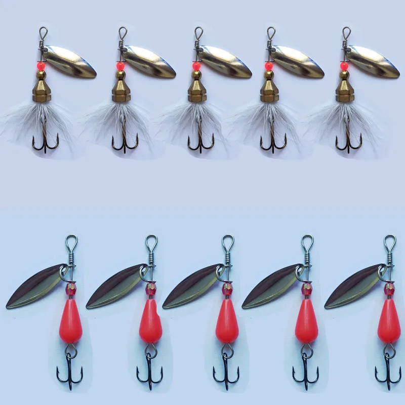 

10Pcs/Pack 4.5g/1.2g Spinner Bait Spoon Lures pike Metal With Treble Hooks Arttificial Bass Bait Fishing Lure