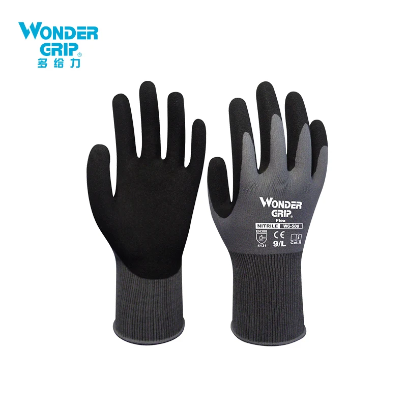 Construction Gloves Plumber Red Nylon Shell Black Nitrile Sandy Coating Work Safety |