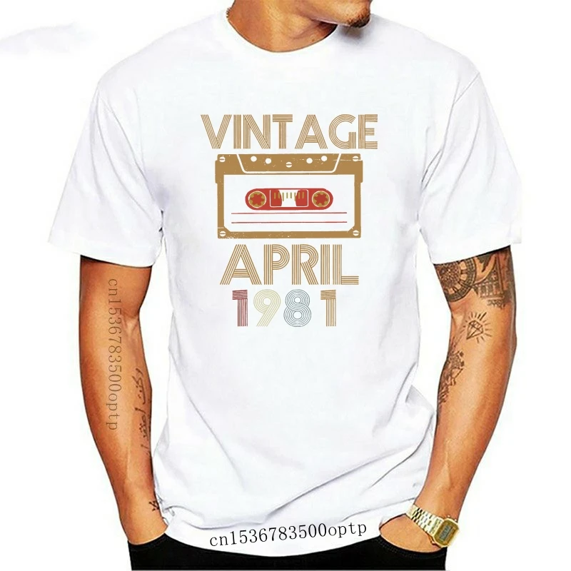 

Funny Vintage Tape April 1981 Shirt Retro Distressed 1981 Design T-shirt 38th Birthday Gift For Men Women