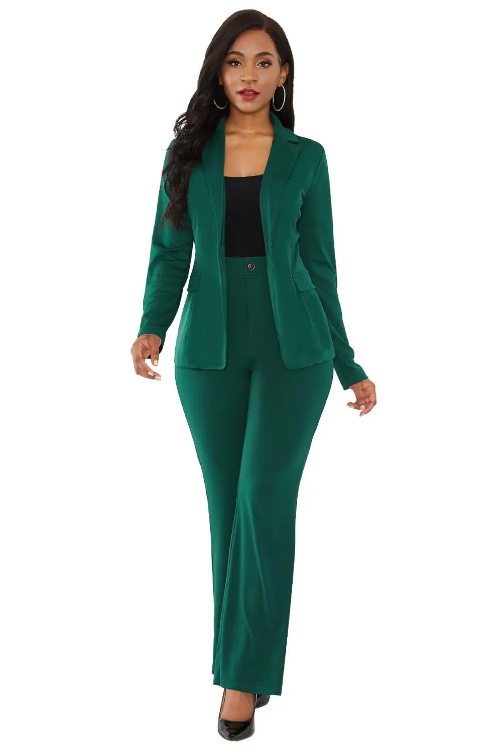 EC.MS офисный женский однотонный комплект из 2 предметов Тонкий Блейзер на