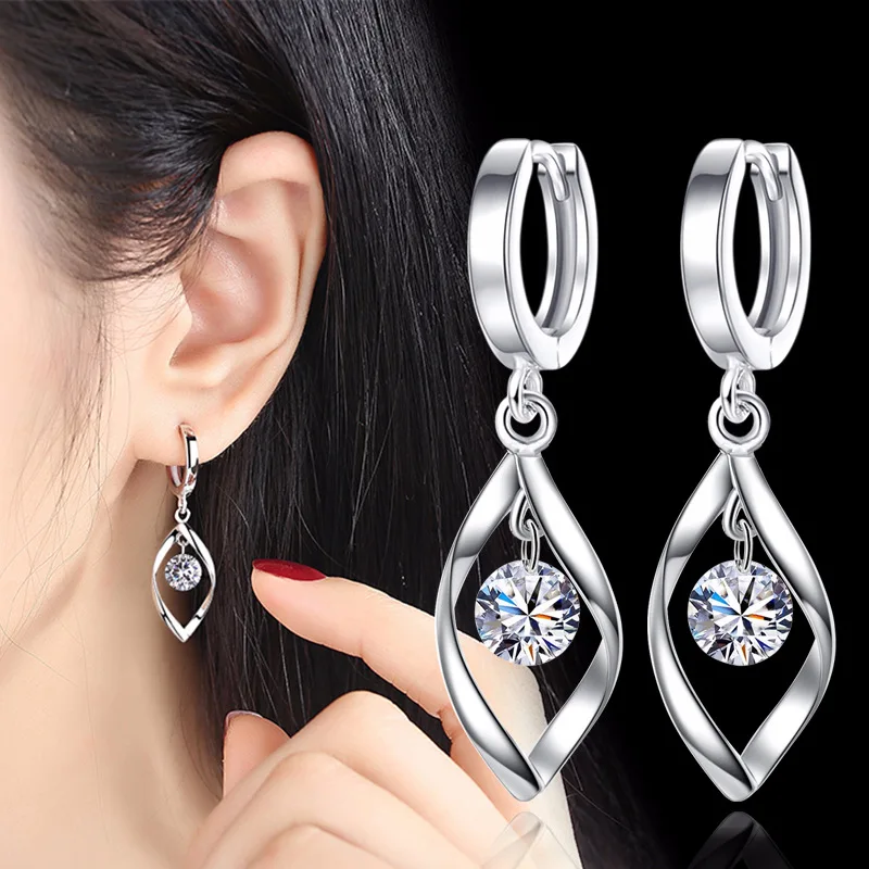

2021 New Jewelry High Quality Woman Fashion Earrings Retro Long Tassel Cubic Zirconia Pop Hook Earrings