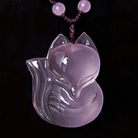 natural pink rose quartz fox star light pendant women 301910mm necklace mozambique rose quartz fox jewelry aaaaa