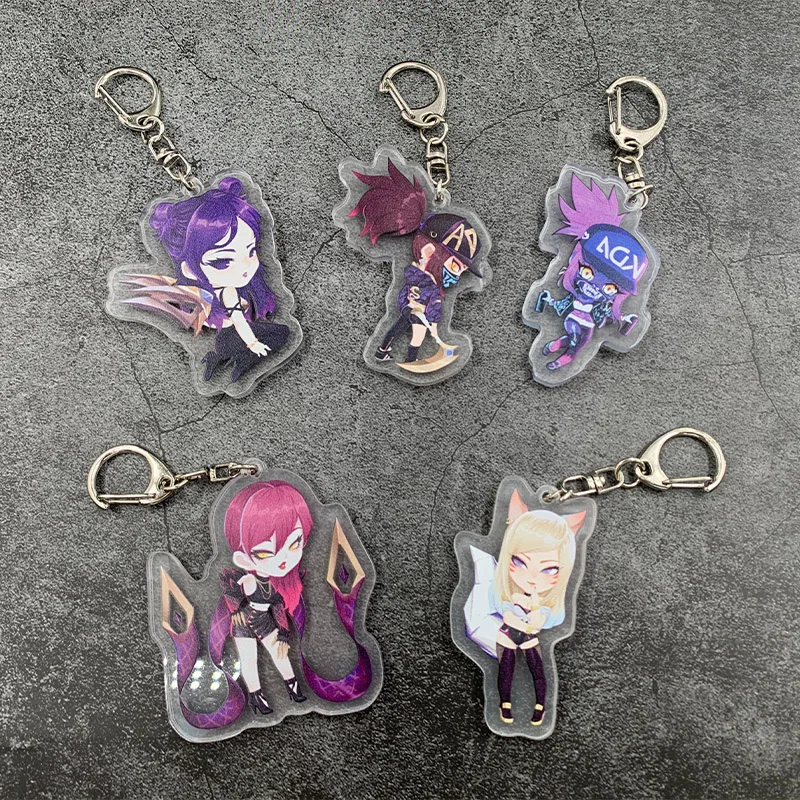 Game DIOCOS LoL KDA Cartoon Acrylic Keychain Girl Group COS Pendant Kaisha Evelynn Akali Double-sided Keychain Jewelry Pendant