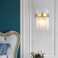 fkl modern crystal golden wall lamp living room wall lamp creative bedside bedroom study indoor light fixtures