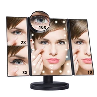 led touch screen 22 light makeup mirror table desktop makeup 1x2x3x10x magnifying mirrors vanity 3 folding adjustable mirror