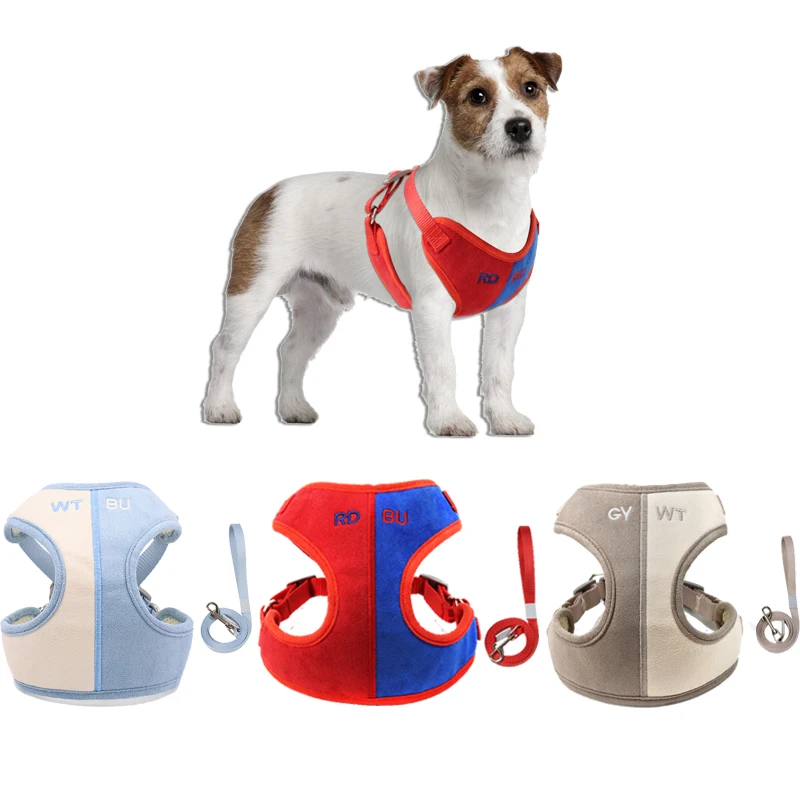 

Dog Harness Fashion Stitching Suede Dog Harness Suitable For Small And Medium-Sized Dogs/Cats Personalized Pet Chest Vest XS-XL