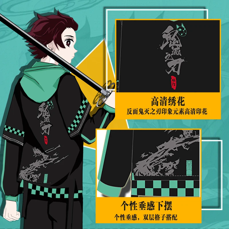 

Anime!Demon Slayer Kimetsu no Yaiba Kamado Tanjirou Cosplay Pullover Hooded Hoodie Unisex Tee Top