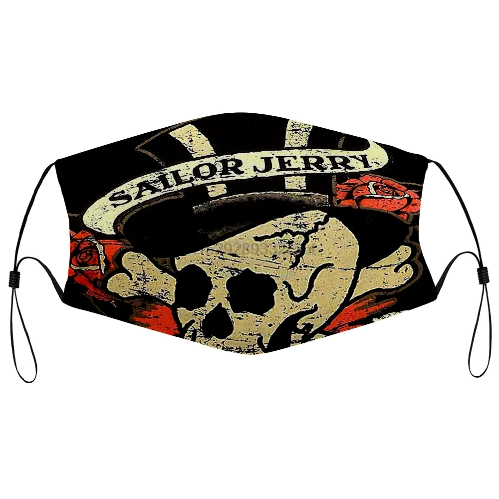 Пылевая маска с фильтром SAILOR JERRY Tattoo War Of The Roses Skull Girl Juniors Black S- NEW Mouth Face on.