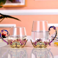 creative flower glass cup drink cocktail nespresso cup water glass coffee mug latte machiatto tea cups verre drinking glasses