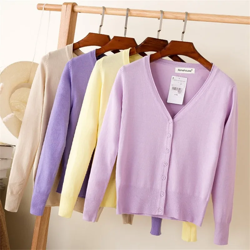 Women Sweater Cardigan V Neck Long Sleeve Single-breasted Fashion Leisure Spring Autumn Knitted Tops Shawl Jacket |