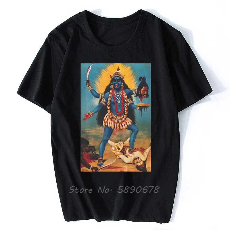 Мужская хлопковая футболка Кали Кришна индуистская Золотая мифология индийский