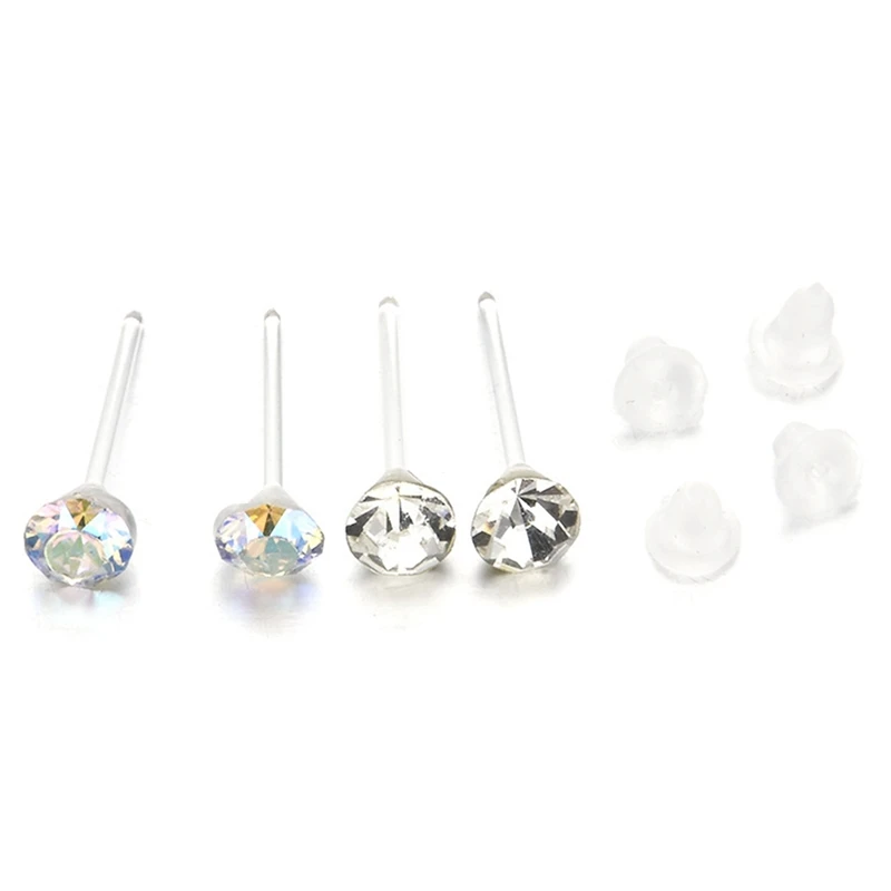 

Fashion 1Set 4mm Round Crystal Rhinestone Magnet Stud Earring Rock Womens Mens Magnetic Fake Ear Plug Jewelry