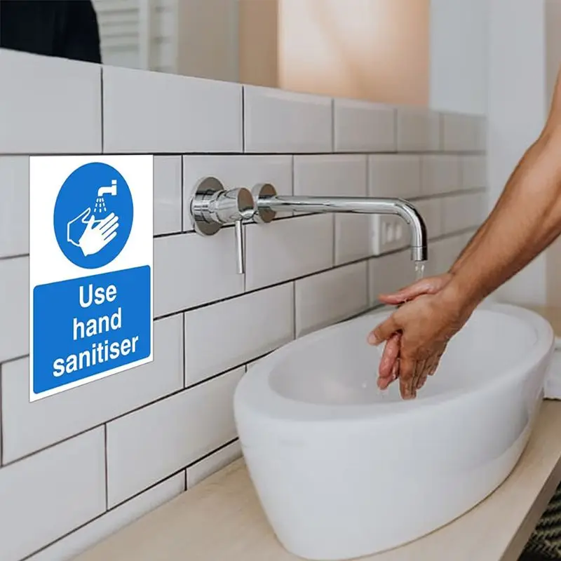

B2RC 10 Pcs "Use hand sanitiser" Sign Wall Sticker with Hand Washing Picture Multipurpose Safety Protection Warning Accessories