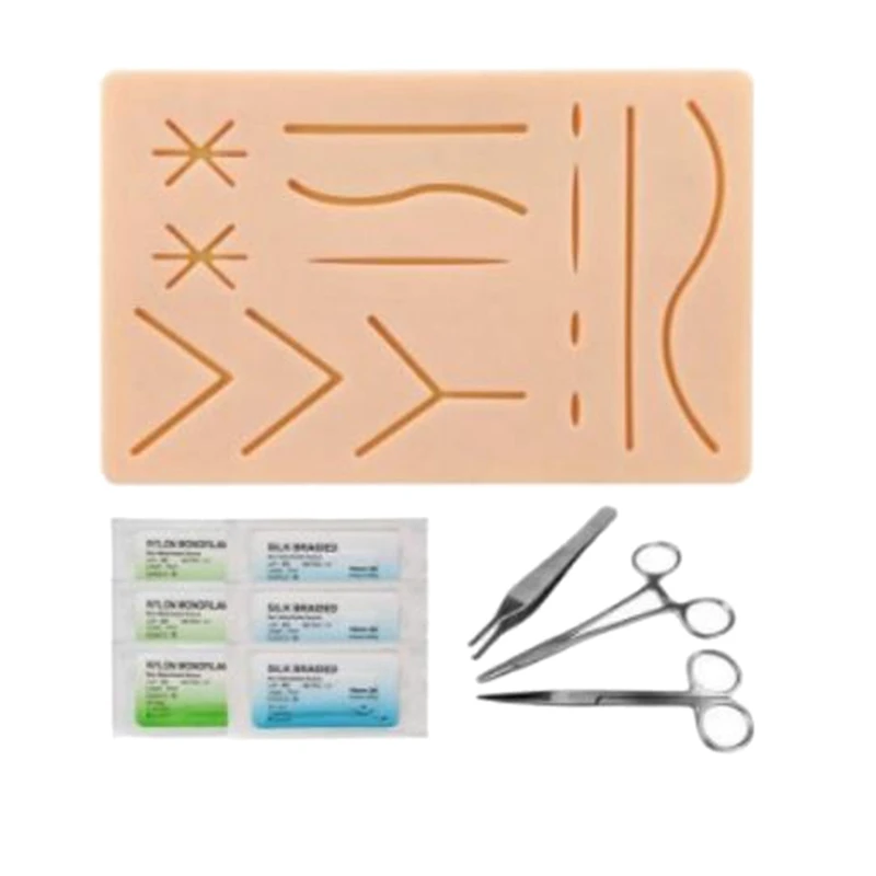 

Suture Training Kit,Skin Operate Suture Practice Model Training Pad Needle Scissors Tool Kit Teaching Equipment