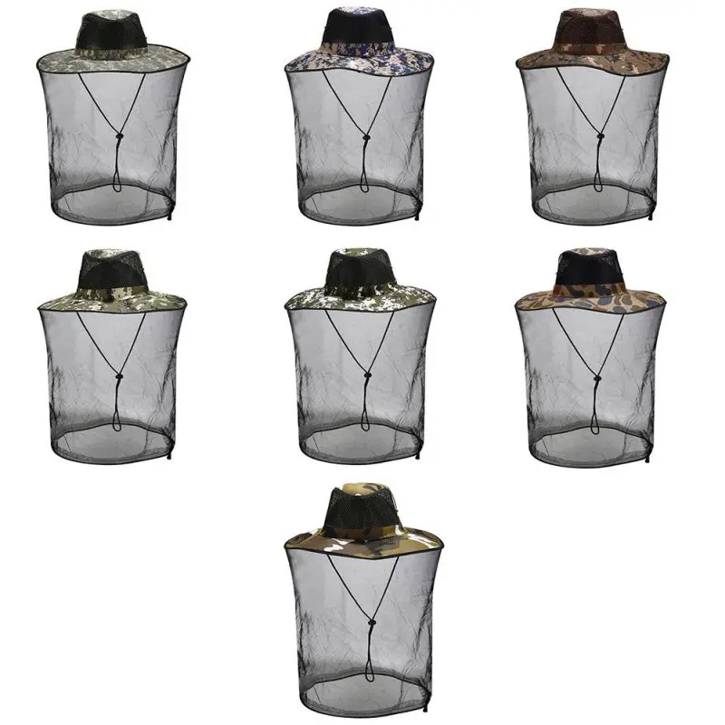

Hiking Caps Outdoor Fishing Folding Leisure Ultraviolet-proof Beekeeping Anti-mosquito Mesh Hat Head Net Hat with Hidden Mesh
