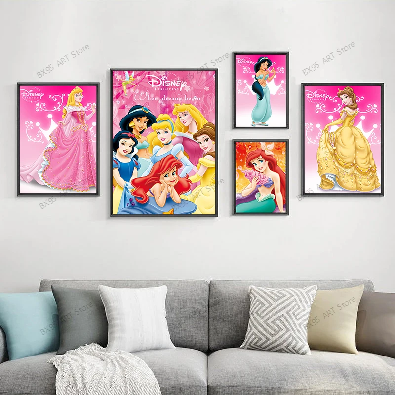 

Full Square Diamond Painting Disney Cartoon Princess Diamond Mosaic Cross Stitch Kits Embroidery Full Home Decor Christmas Gift