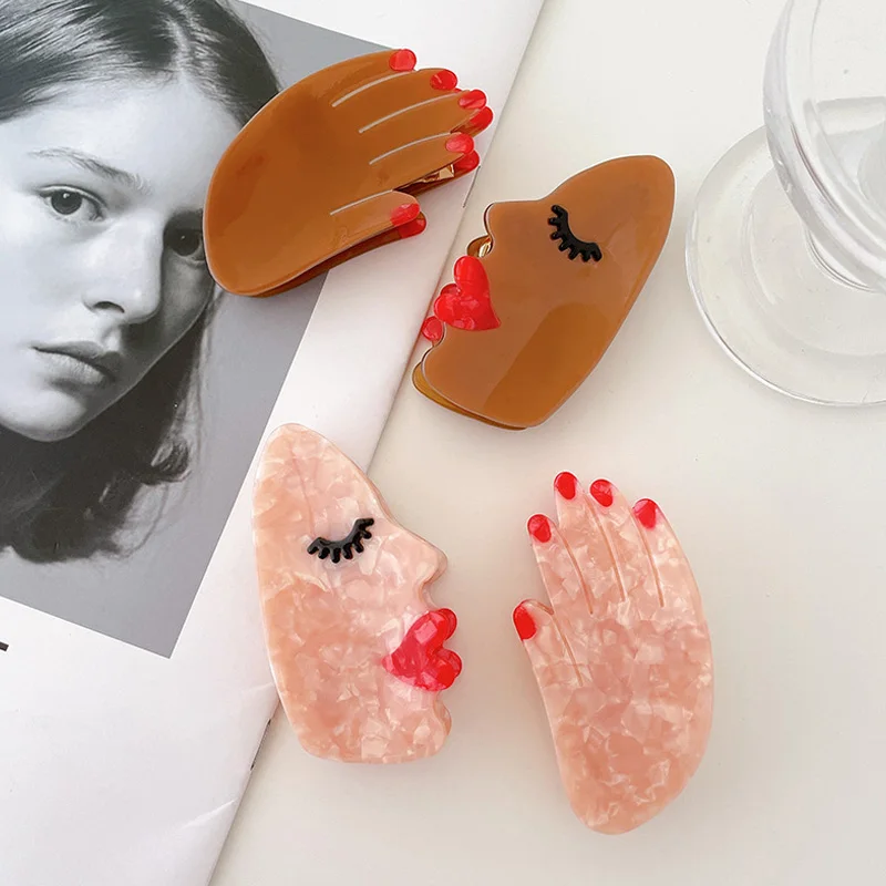 

Cartoon Portrait Hair Clips Women Girls Acetate Claw Clip Hair Claws Hair Clamp Fashion Cute Hairpins Crab Hair Accessories Gift