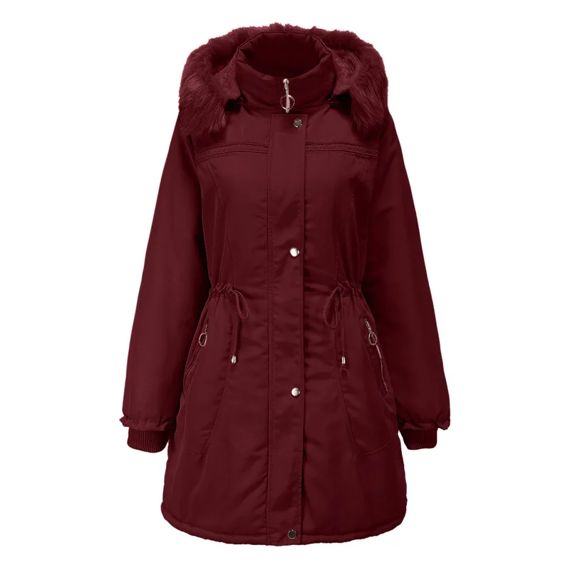 

2020 Medium Length Plus Size Hooded Winter Warm Plush Down Coat Cotton Padded Jacket For Women's Winter Jacket