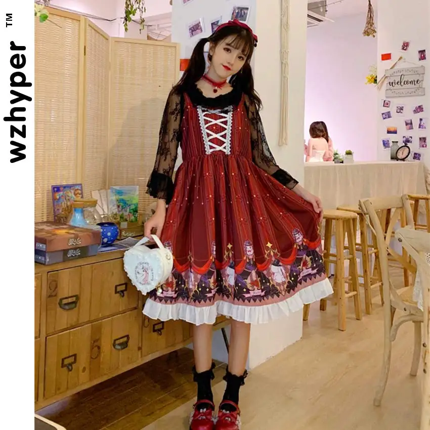 Комплект из 2 предметов прозрачная рубашка красное готическое платье лолиты