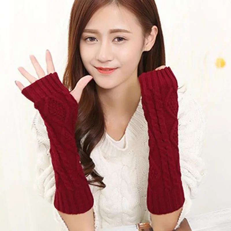 

1 Pair Arm Warmers Knit Gloves Sleeves For Arm Long Sleeve Fingerless Autumn Fashion Winter Warmers Cuffs Arm For Women Glo A0J1