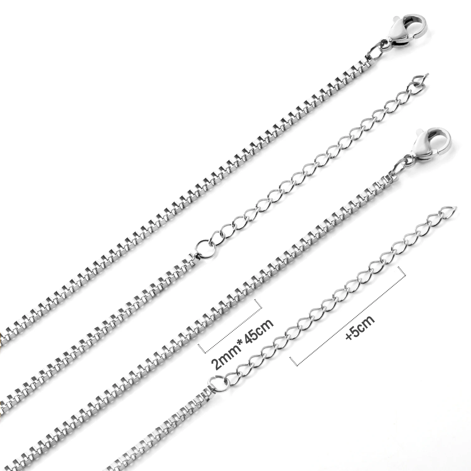 

LUXUSTEEL 45CM+5CM 10pcs/lots Box chain necklace Extender Jewelry Gold Silver Color Adjustable Stainless Steel Wholesale Chains