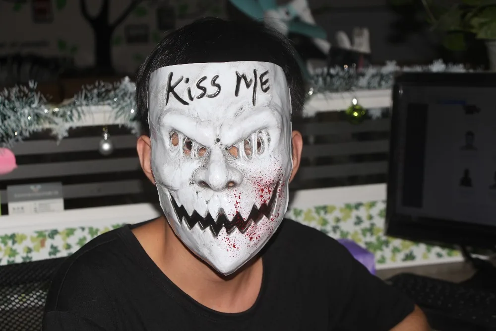 The Purge 3 Kiss Me предвыборная пластиковая страшная маска реквизит Необычные Ужасы Хэллоуин