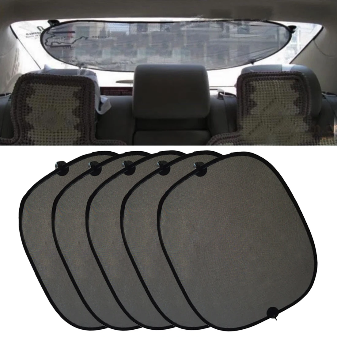 

2/5pcs Set Black Side Car Sun Shades Rear Window Sunshades Cover Mesh Visor Shield Screen Interior UV protection