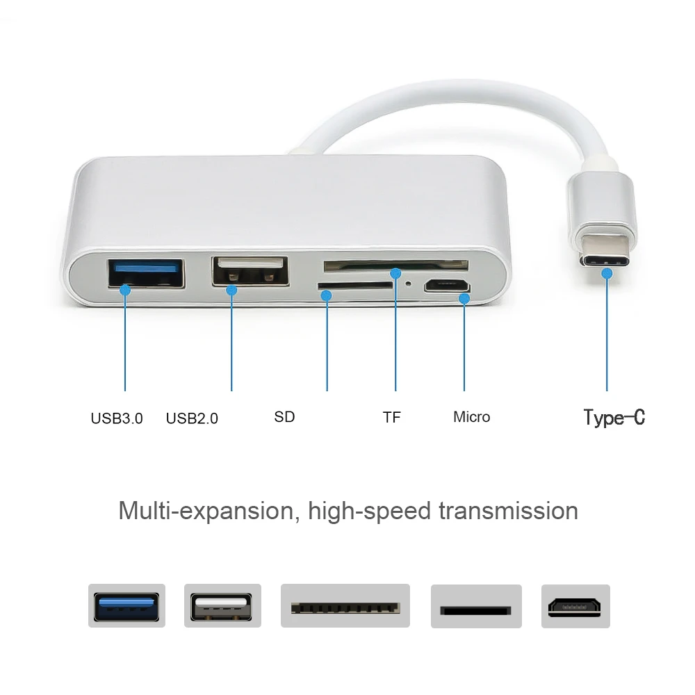 USB C концентратор kebidu 5 в 1 устройство для чтения карт SD/TF OTG 3 высокоскоростной