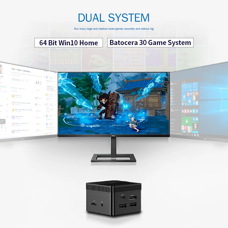 Ретро игровая консоль Chuwi Larkbox супер X Mini PC Box WIN11 для PS2/SS/WII/PSP/N64/DC Intel J4125 с 61000 +