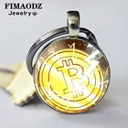 FIMAODZ 2021 Биткойн-брелок Монета Стекло изображение сплава кулон цепочки кольца для ключей для Для мужчин Для женщин Для мужчин влюбленных, друзей подарок