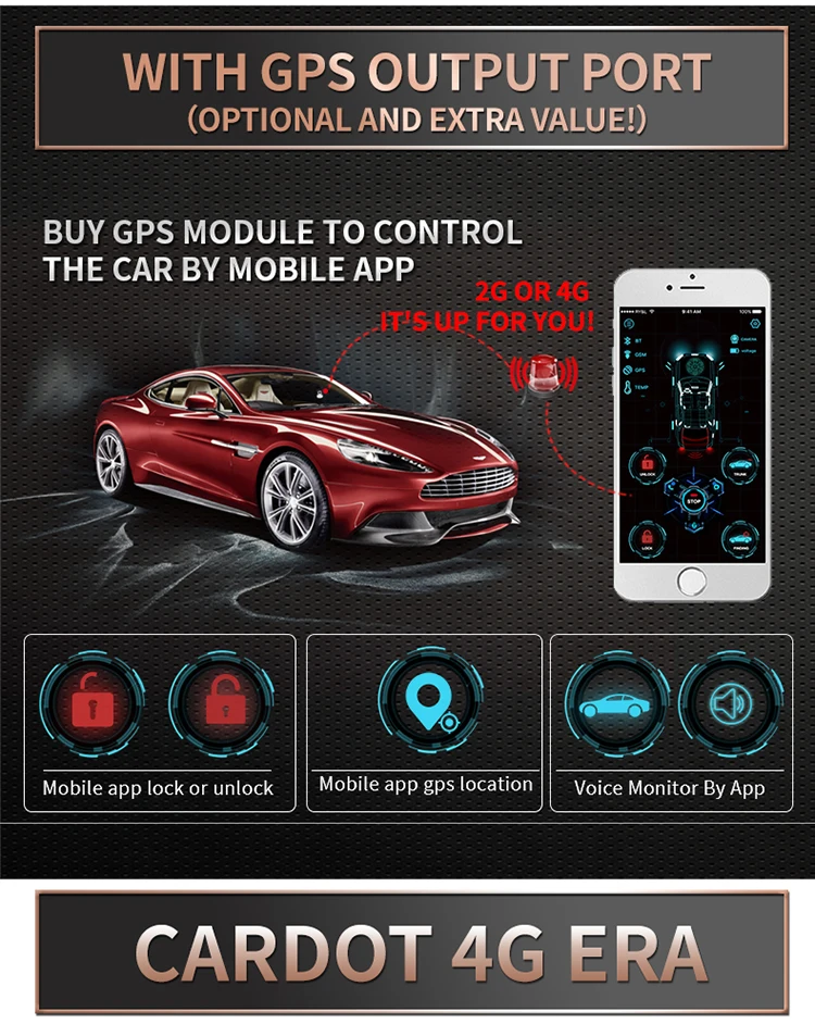 Кардот год двигателя кнопка старт/стоп gsm gps Автомобильная сигнализация