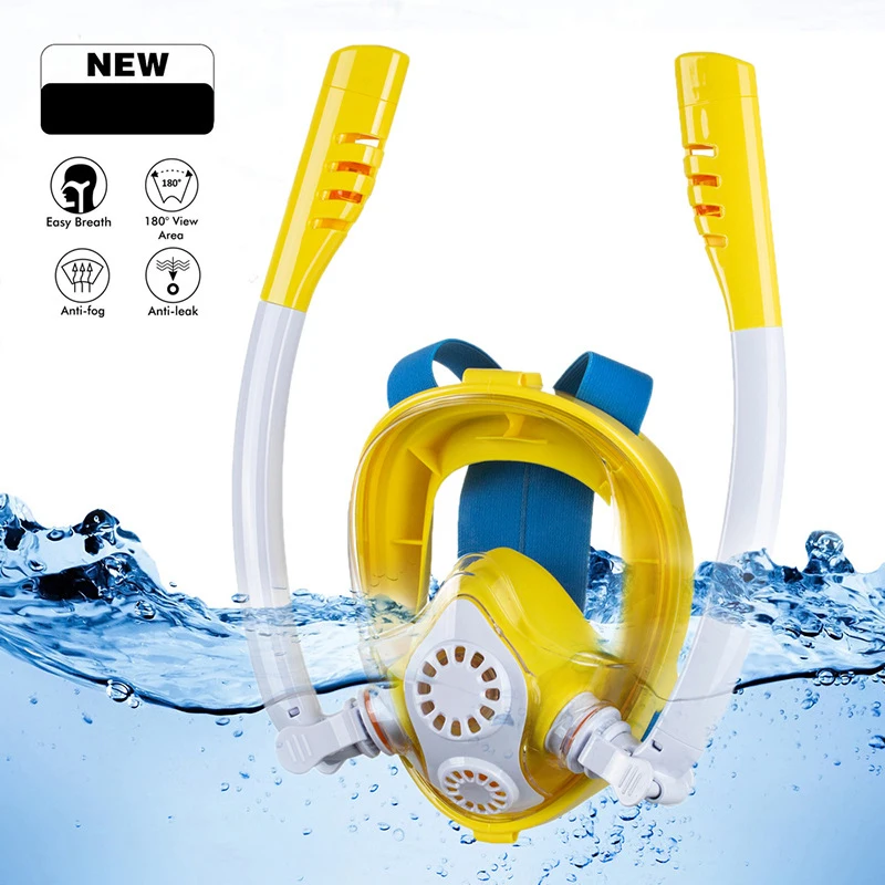 

Children Snorkeling Mask Double Tube Full Dry Silicone Diving Mask Swimming Underwater Snorkeling Mask Diving Goggles Equipment