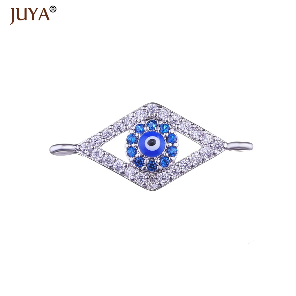 silver Juya модный материал для изготовления украшений 10 типов греческого глаза/Турецкий глаз/чармы «от дурного глаза» разъемы для ювелирных изделий DIY ремесло - Цвет: silver