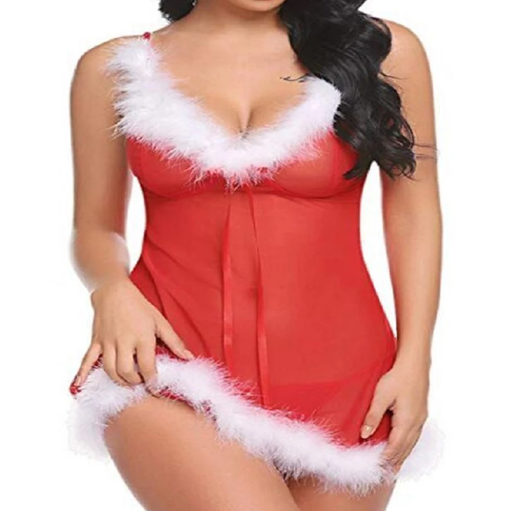 Sale Women Sexy Lace Lingerie Femme Summer Red Nightdress Suspender V-Neck Underwear Ladies Sheer Gown Nighty Sleepwear D30 |