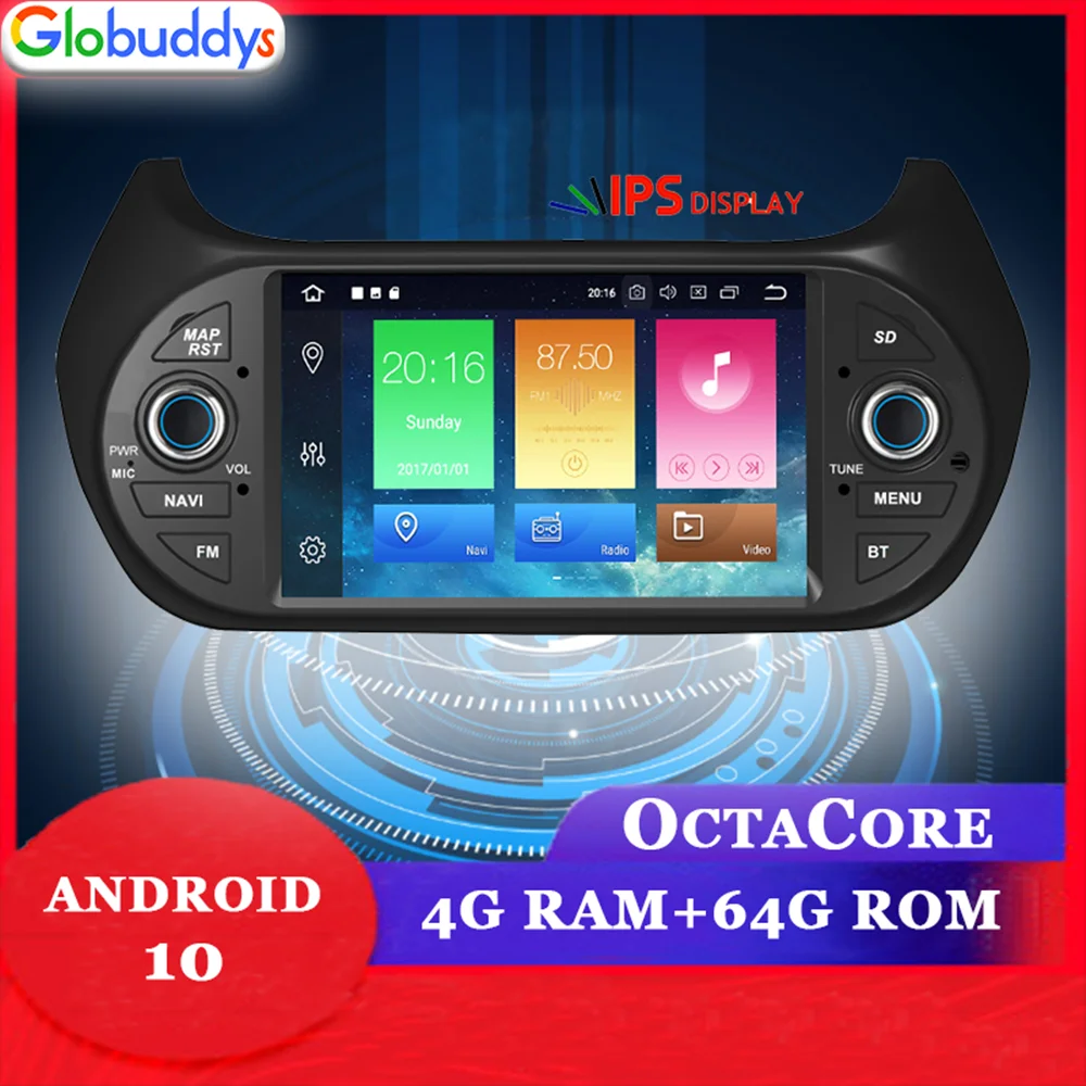 В наличии в Польше! Автомобильный радиоприемник Octa Core 4G + 64G 1 Din Android 10 DVD для FIAT
