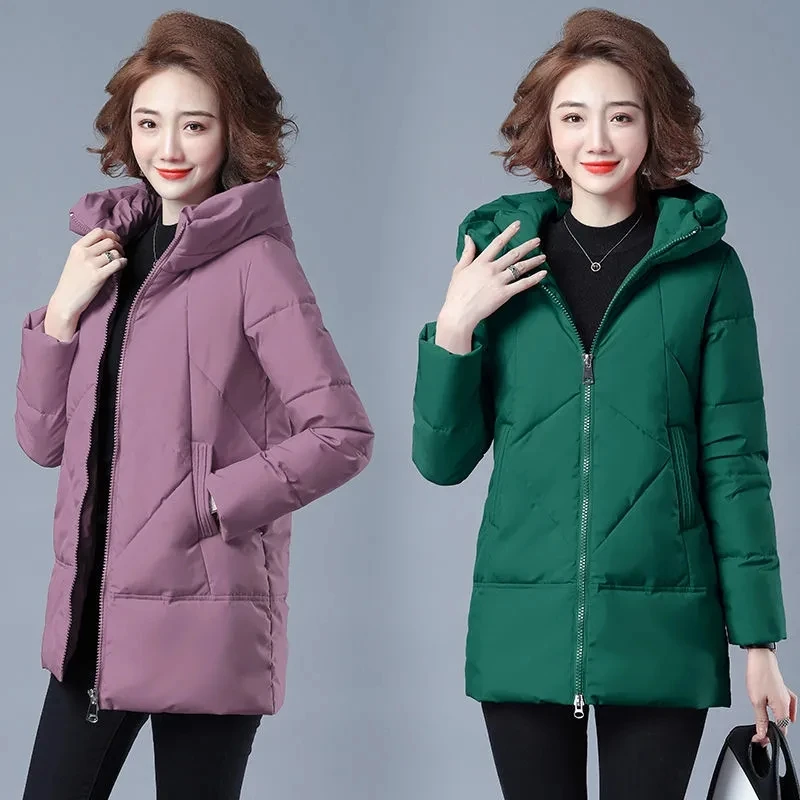 

2021 New Women Winter Jacket Long Warm Parkas Female Coat Thicken Cotton Padded Jacket Hooded Loose Women's Clothes