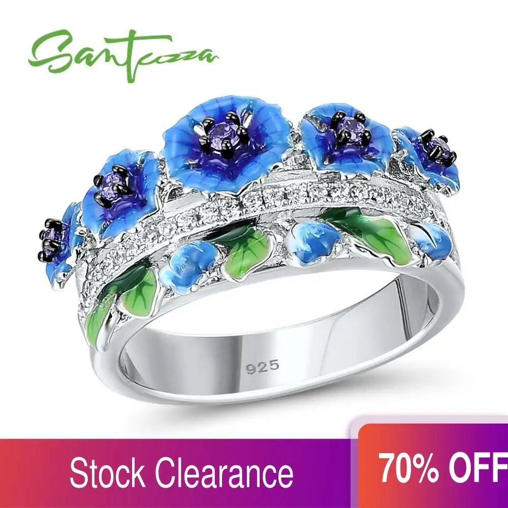 Женское серебряное кольцо SANTUZZA из стерлингового серебра 925 пробы с голубым