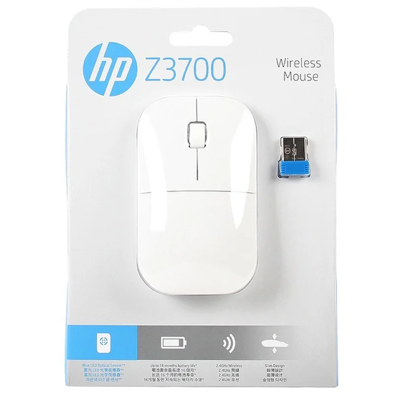 Новая оптическая беспроводная мышь hp 2,4 ГГц Z3700 Mute Slim Silent Colorful 1200 dpi для ноутбука, оригинальная мини-мыши